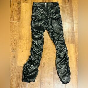 SHEIN Black Faux Leather Flare Pants